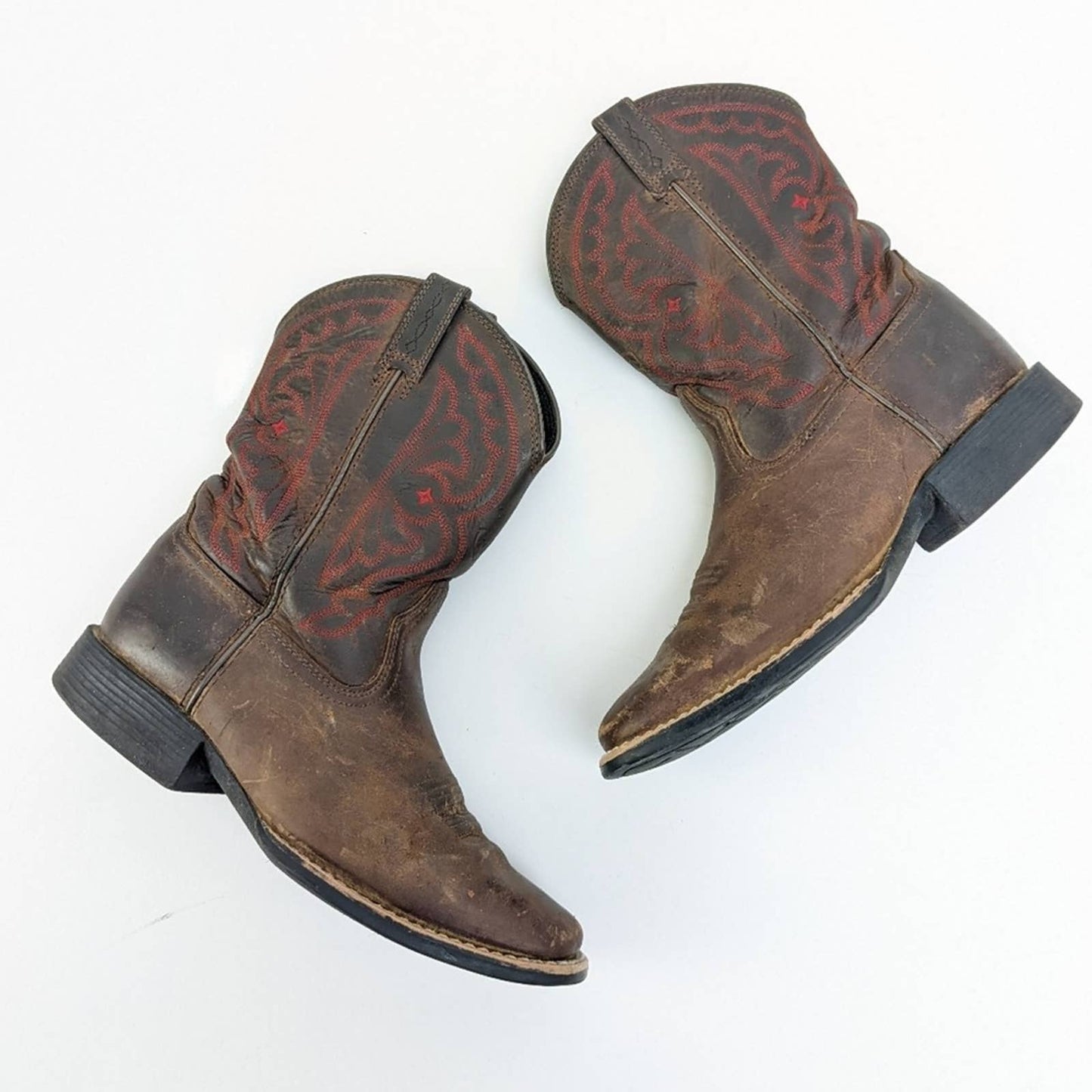 Ariat Distressed Brown Quickdraw Square Toe Cowboy Boots - C4