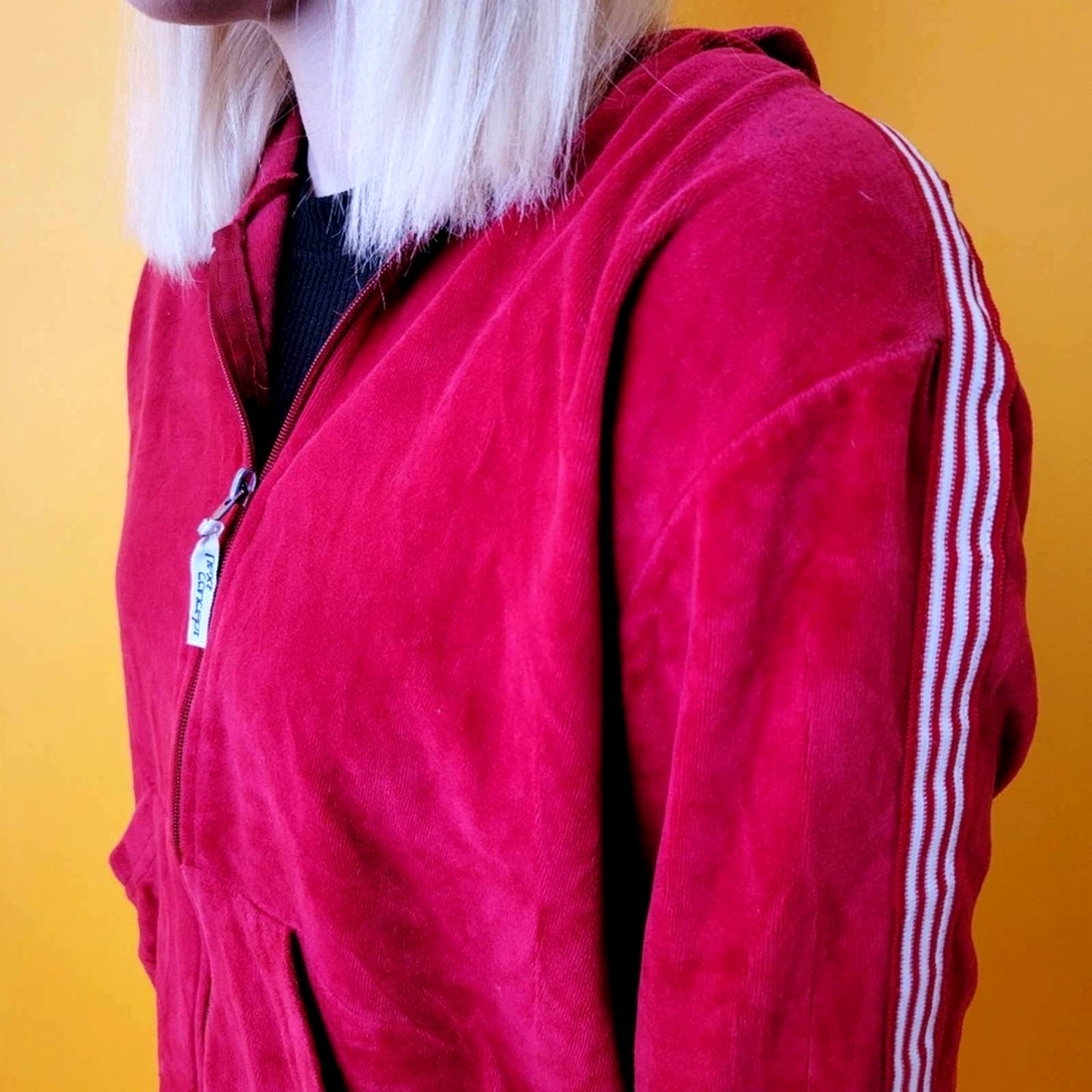 Vintage Y2k Next Concept Velour Velvet Striped Zip Hoodie Track Jacket - M