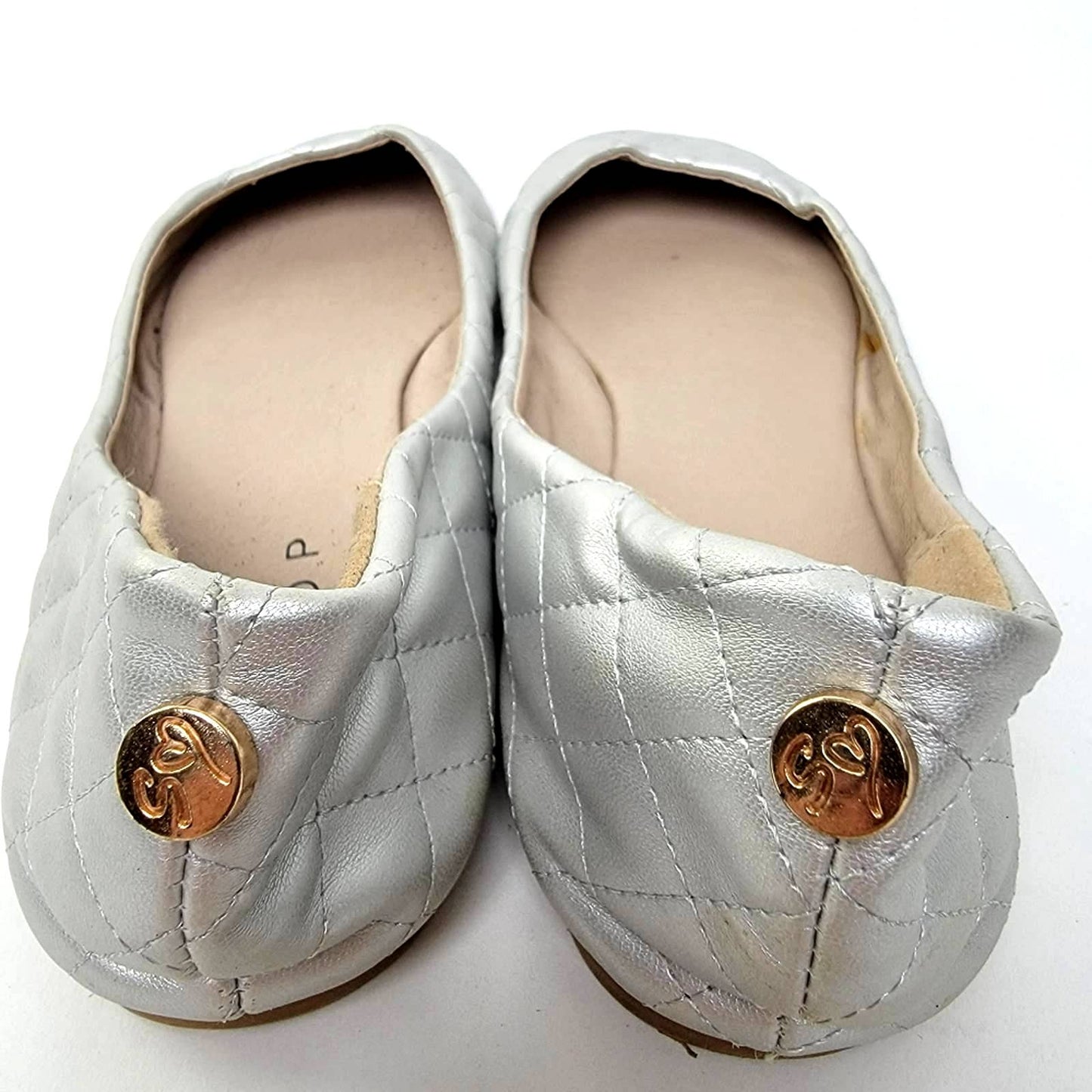 Silver Quilted Slip On Ballet Flats - 8