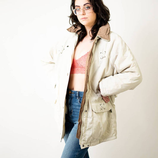 Vintage 90s IZZY White Puffer Ski Jacket - M