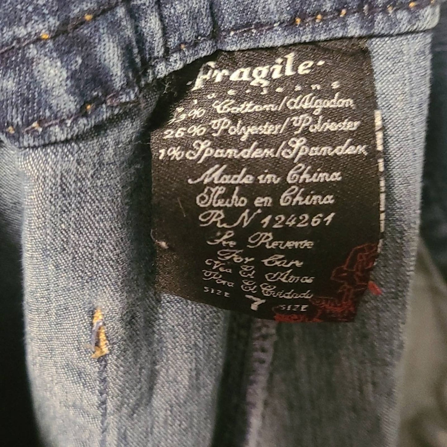 Vintage y2k Fragile Distressed Low Rise Flared Bell Blue Jeans - 7