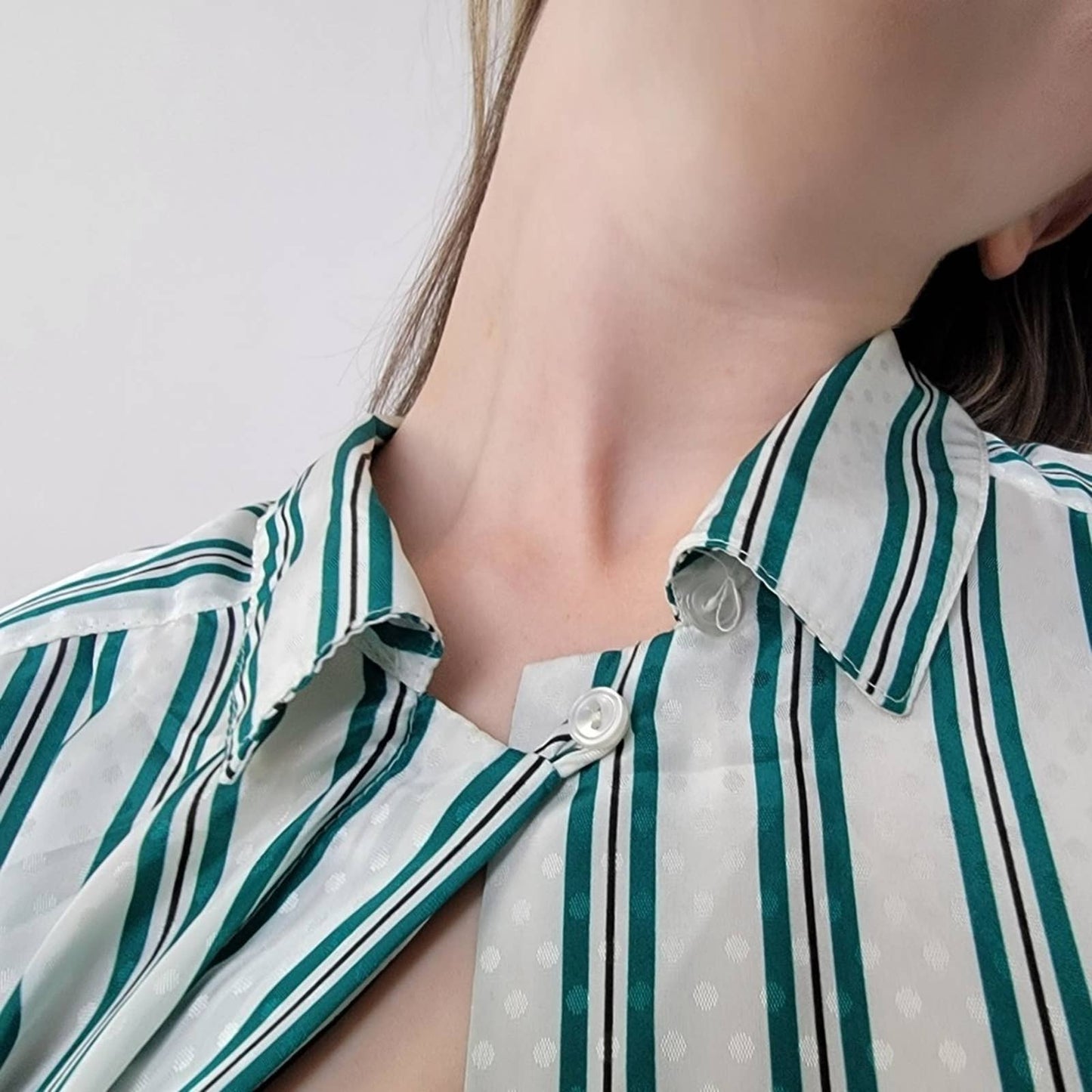 Vintage 70's Pykettes Striped Silky Button Down Top - M