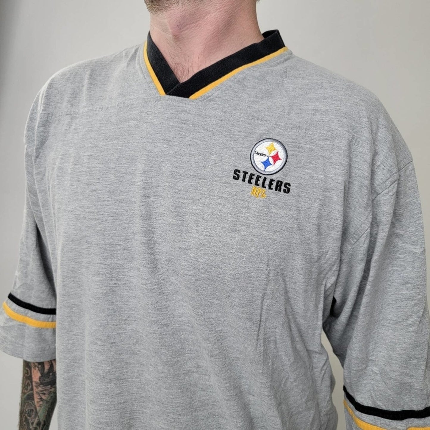 Vintage Y2k Pittsburgh Steelers NFL Oversized Jersey VNeck Tee