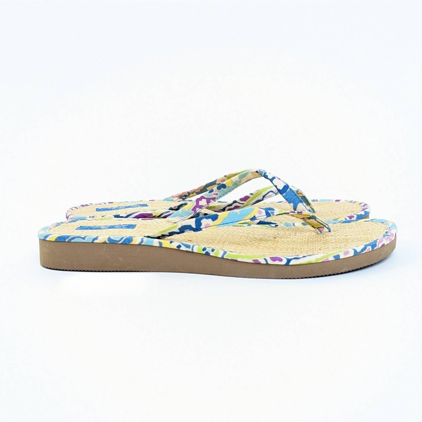 Vera Bradley Straw Flip Flop Sandals in Capri Blue - 6.5