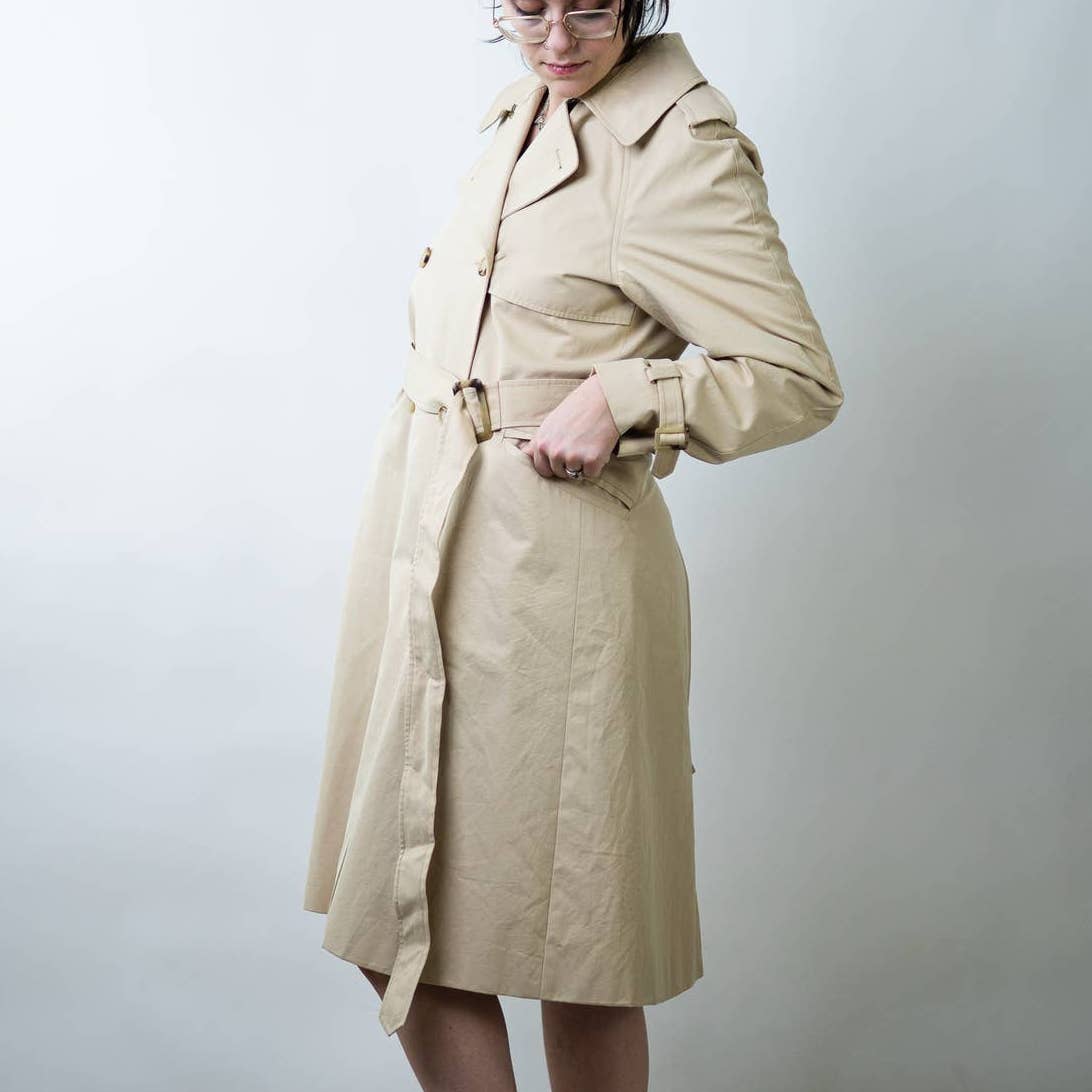 Classic Ralph Lauren Khaki Tan A-Line Rain Coat Trench - M