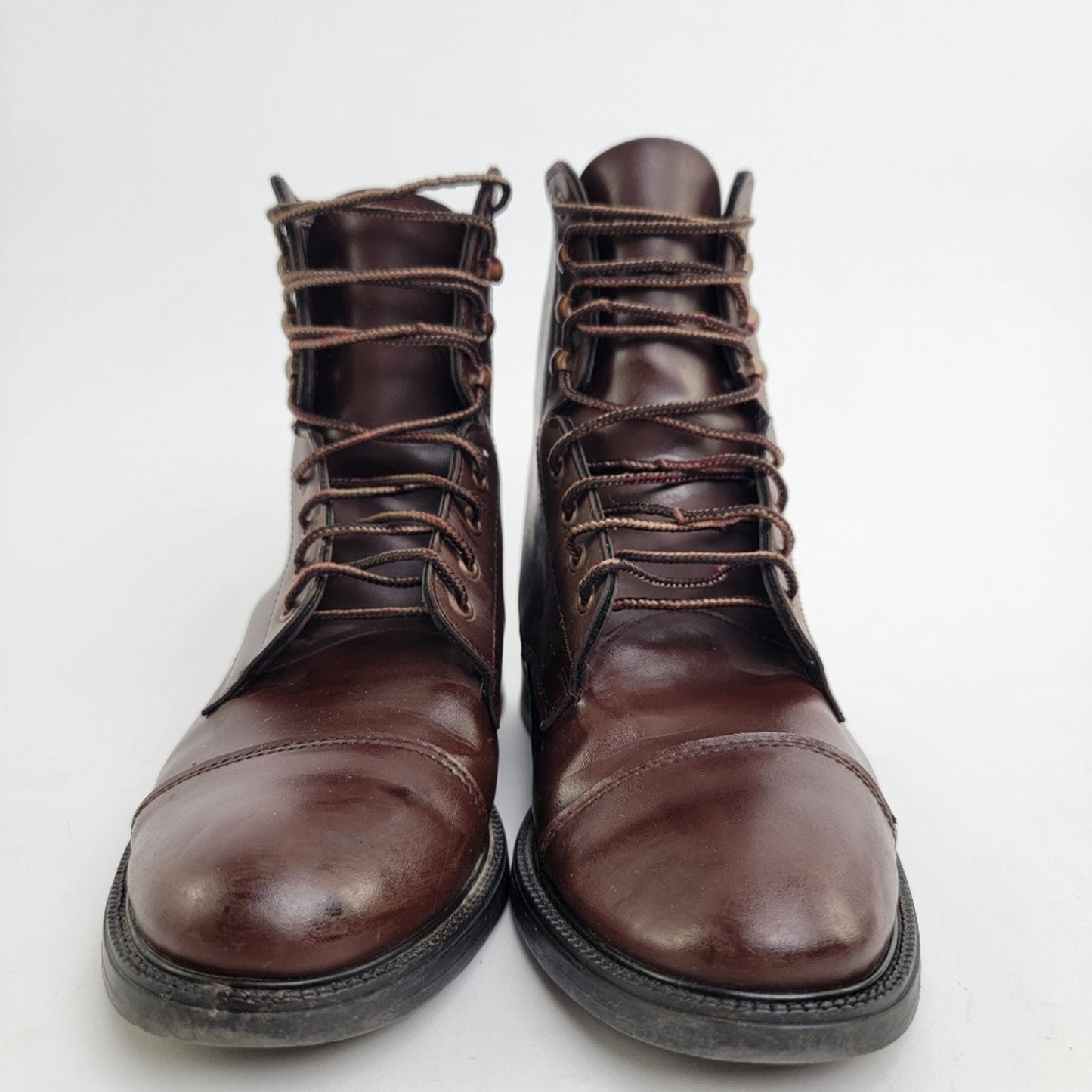 Vintage 90s Brown Leather Capped Toe Cottage Boots - 6