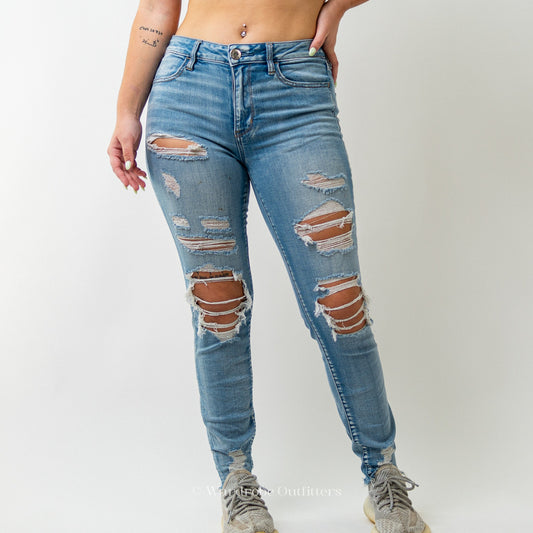 AEO Ripped & Thrashed Jegging Jeans Super Stretch X