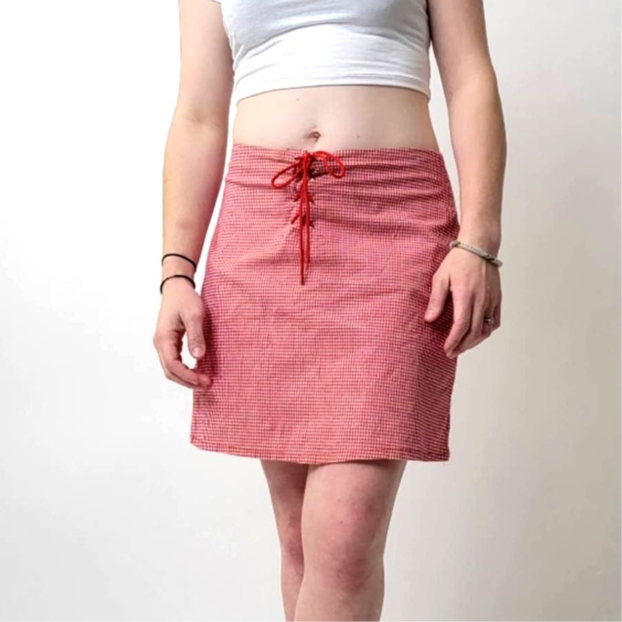 Vtg Y2k Red Gingham Plaid Mini Skirt - M