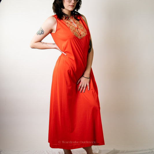 Vintage 1960's Embroidered Gossard Artemis Coral Dress