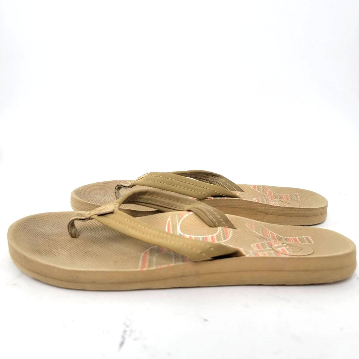 Roxy Sand Tan Flip Flop Sandals - 6