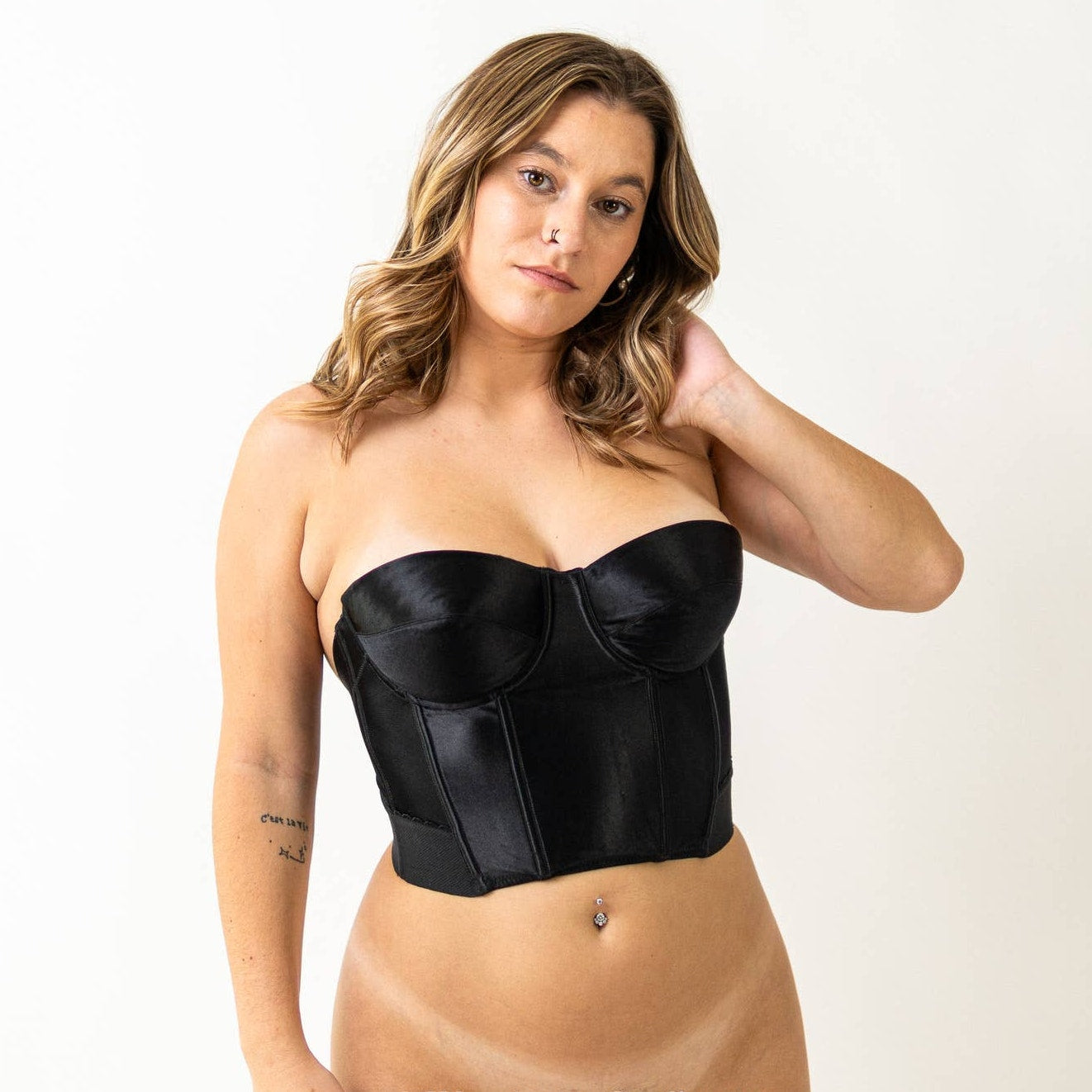 Black Satin Push Up Lingerie Corset