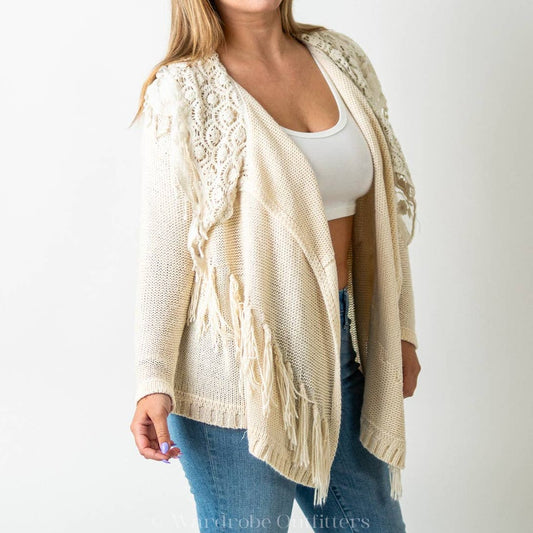 Double Zero Crochet Tassel Knit Lace Sweater Cardigan