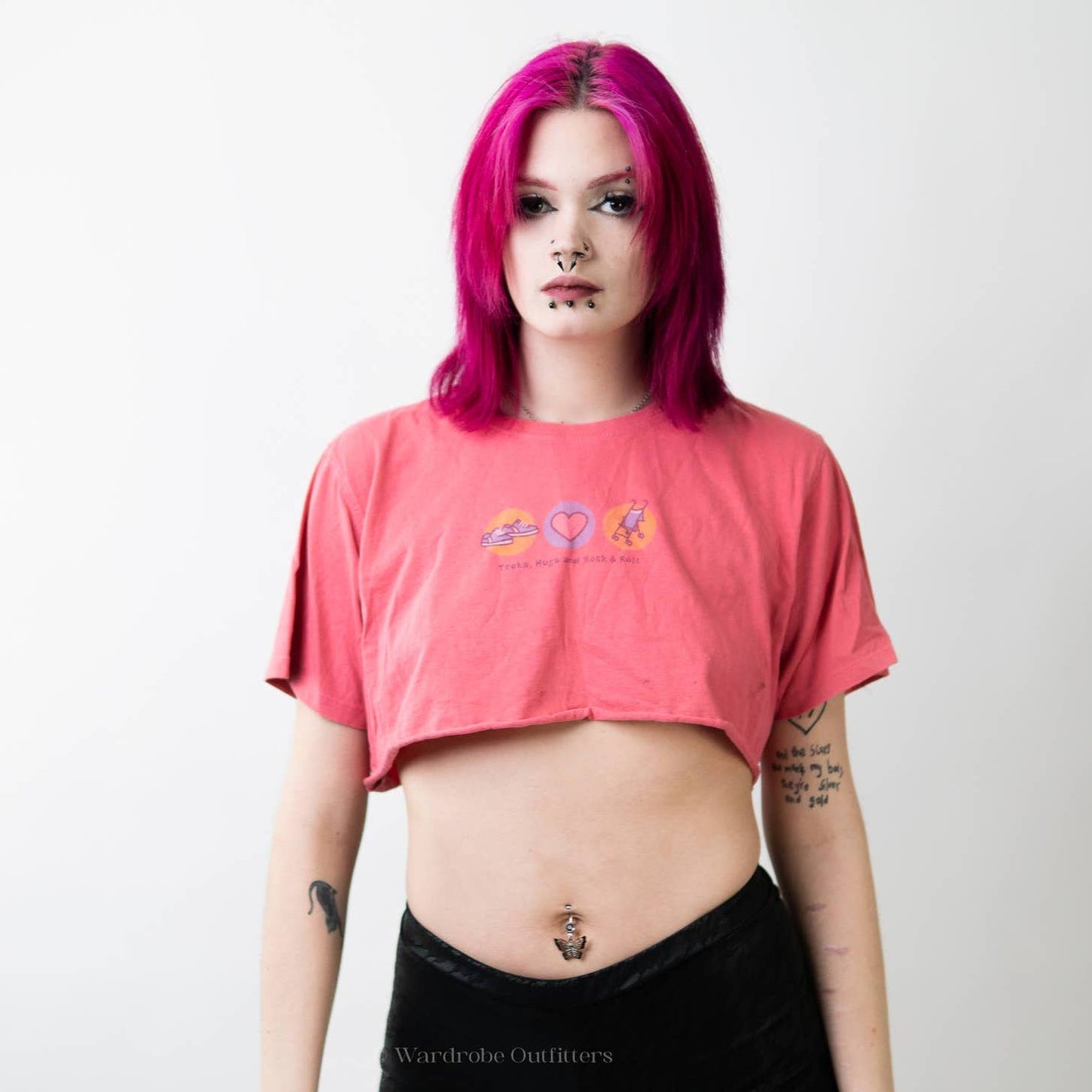 Life is Good Cropped Pink "Treks, Hugs and Rock & Roll" Tee
