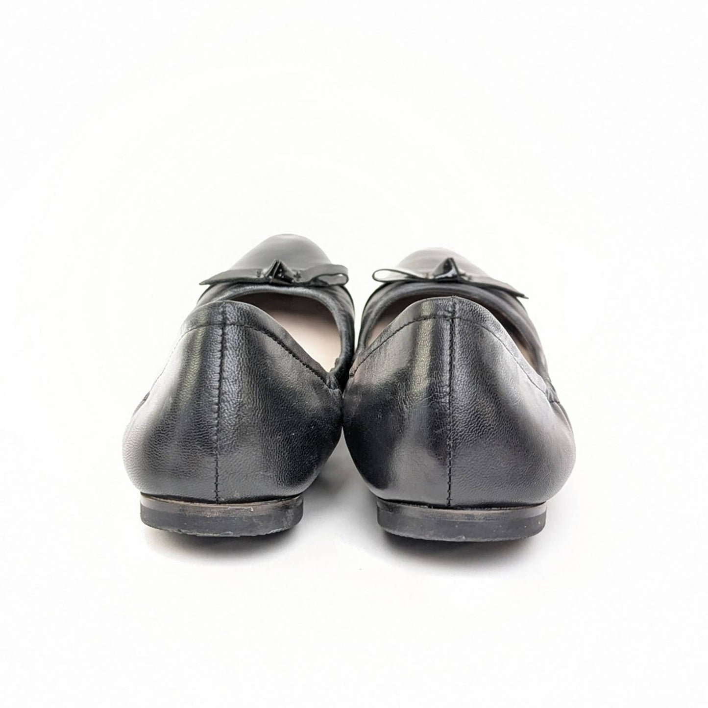 Cole Haan Grand OS Black Leather Ballet Bow Flats - 8