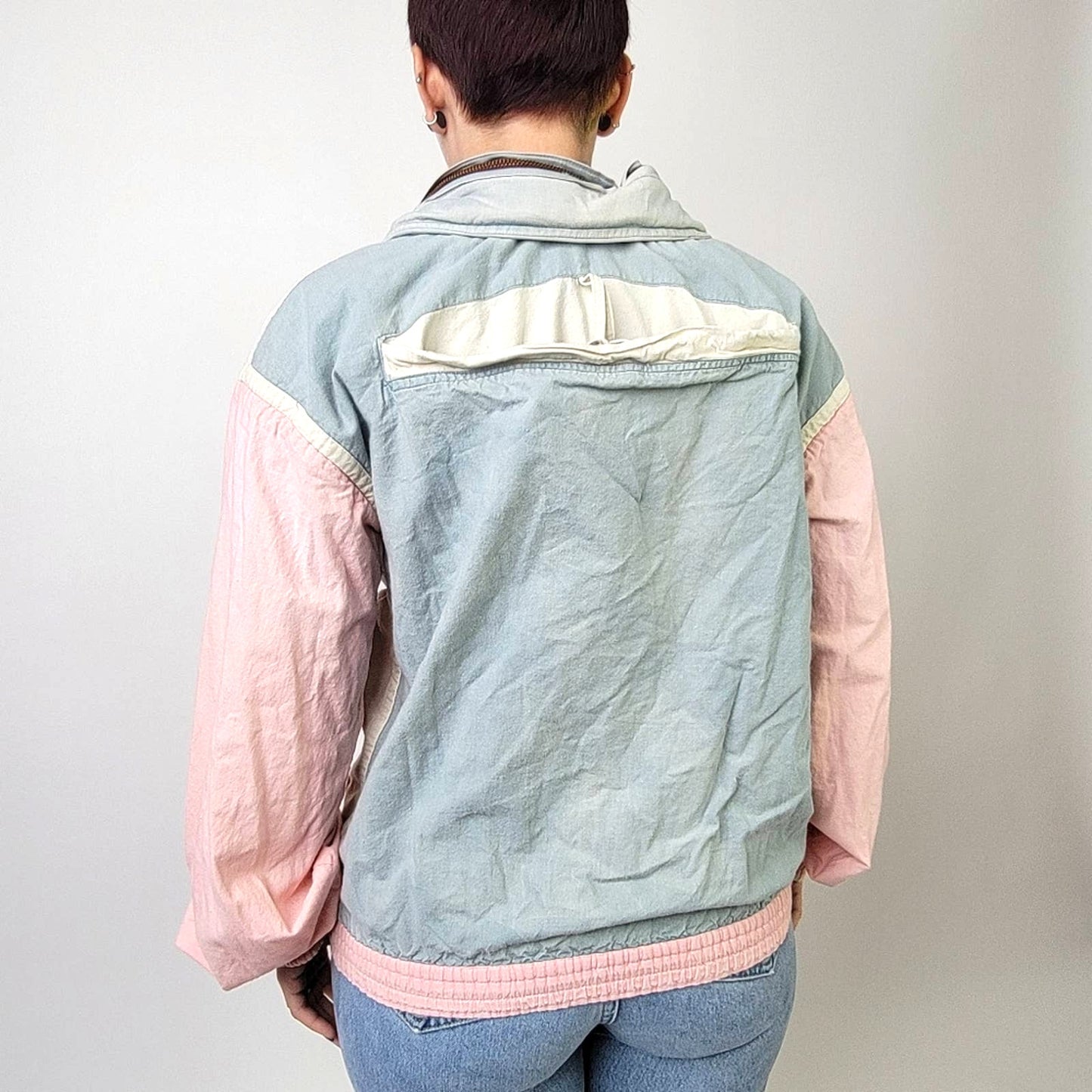 Vtg 90s Reversible Armadillo Color Block Pastel Ski / Bomber / Track Jacket