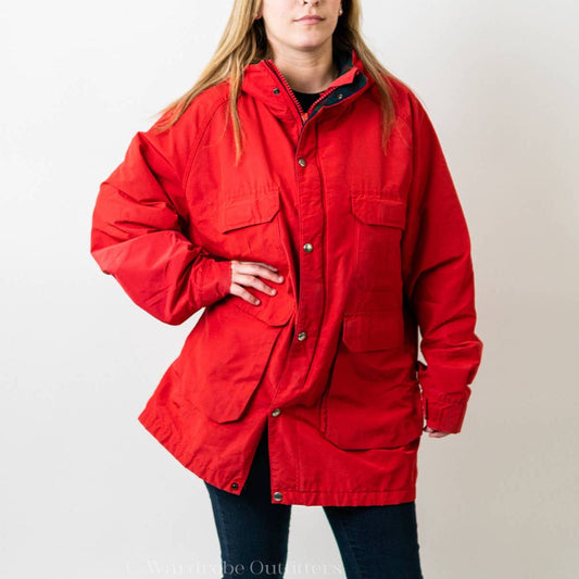 Vintage 90s Woolrich Flannel Lined Red Rain Winter Jacket