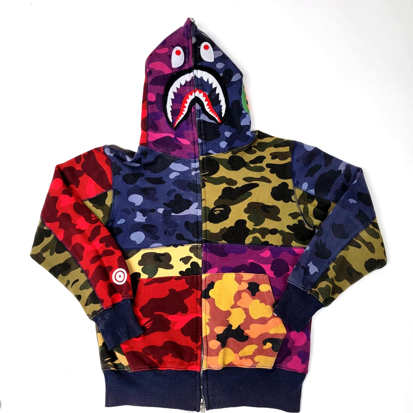 BAPE x A Bathing Ape Mix Camo Crazy Shark Full Zip Hoodie - M