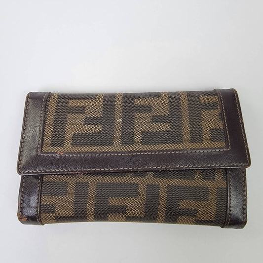 Vintage Y2k 2001 Fendi Zucca Tri-Fold Wallet