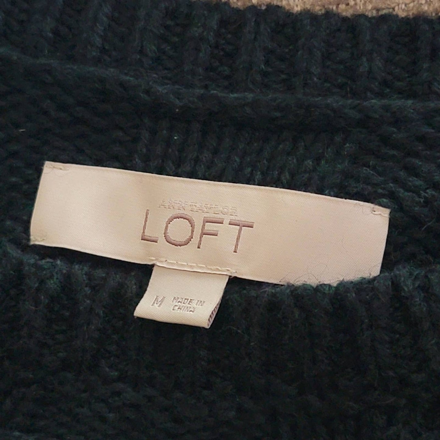 LOFT Camel Hair Sage Green Cable Knit Sweater - M