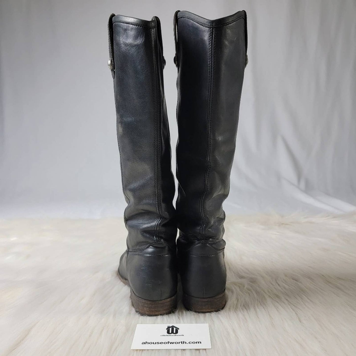 Frye Melissa Knee High Leather Boots in Black - 7