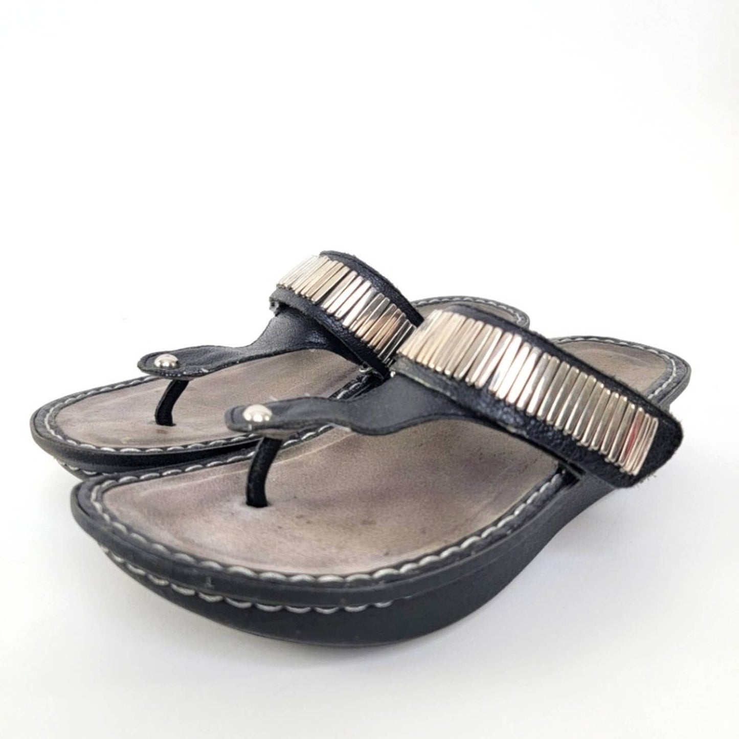 Alegria by PG Lite Carina Black Slip On Thong Platform Sandals - 9