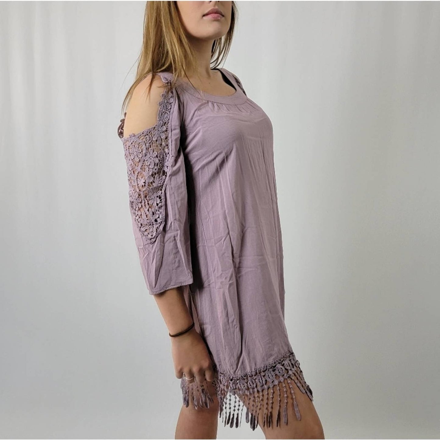 Venus Cold Shoulder Dress in Lavender - S