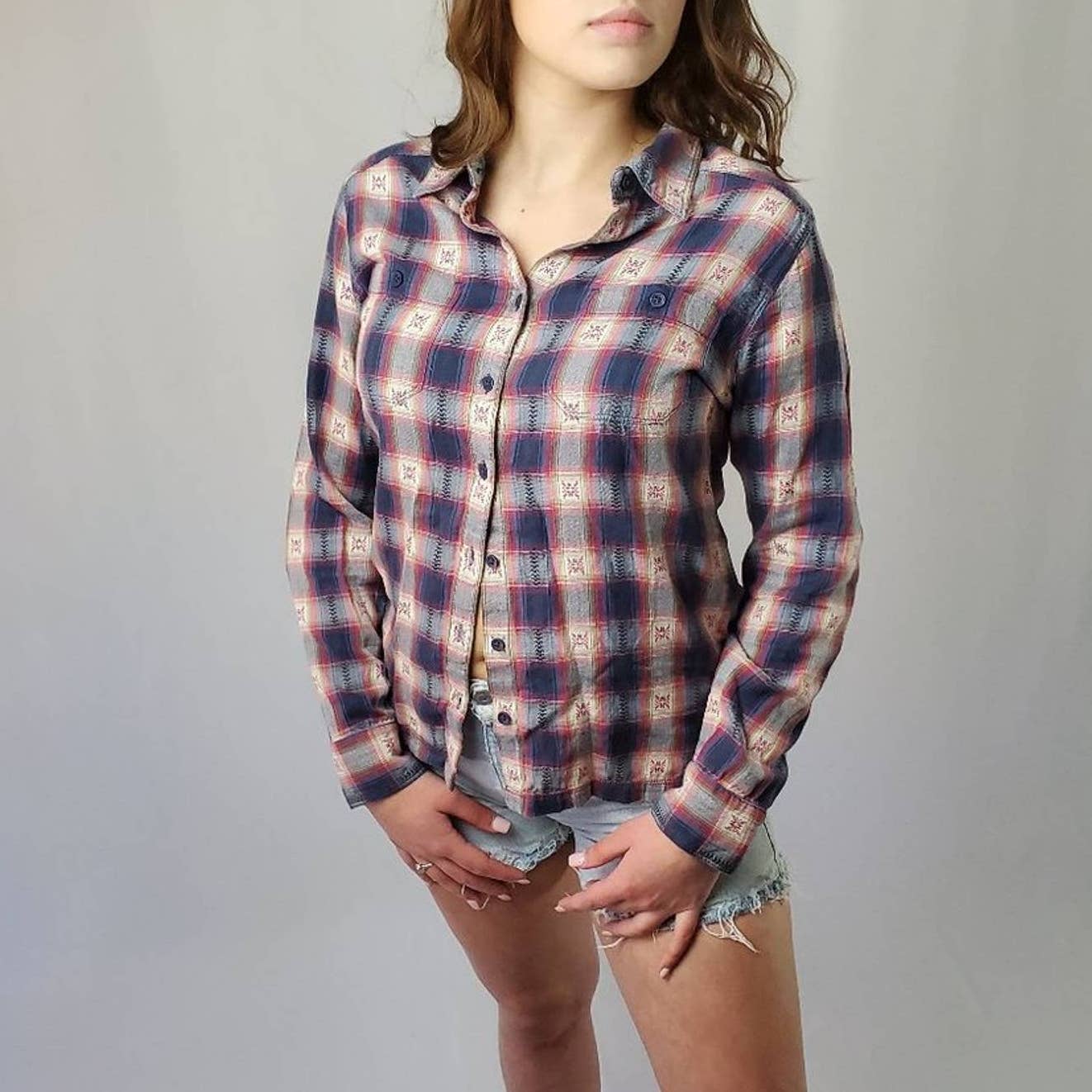 Deadstock Mountain Khaki Western Plaid Button Up Flannel - S