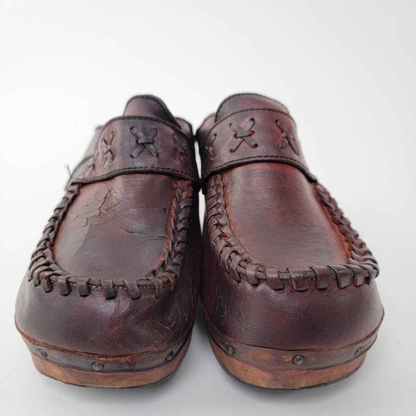 Vintage 70s Wooden Platform Clog Sandals - 6