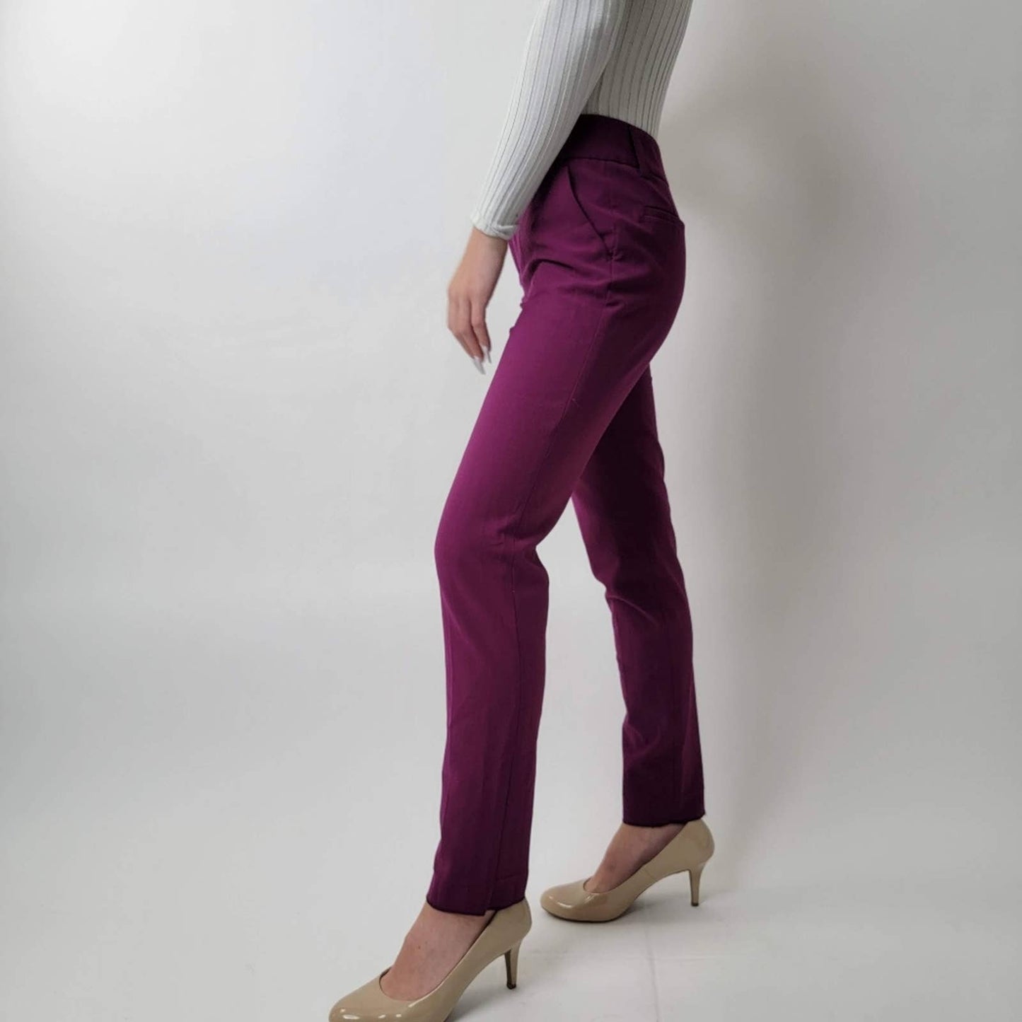 Alice + Olivia Burgundy Straight Slim Pants - 2