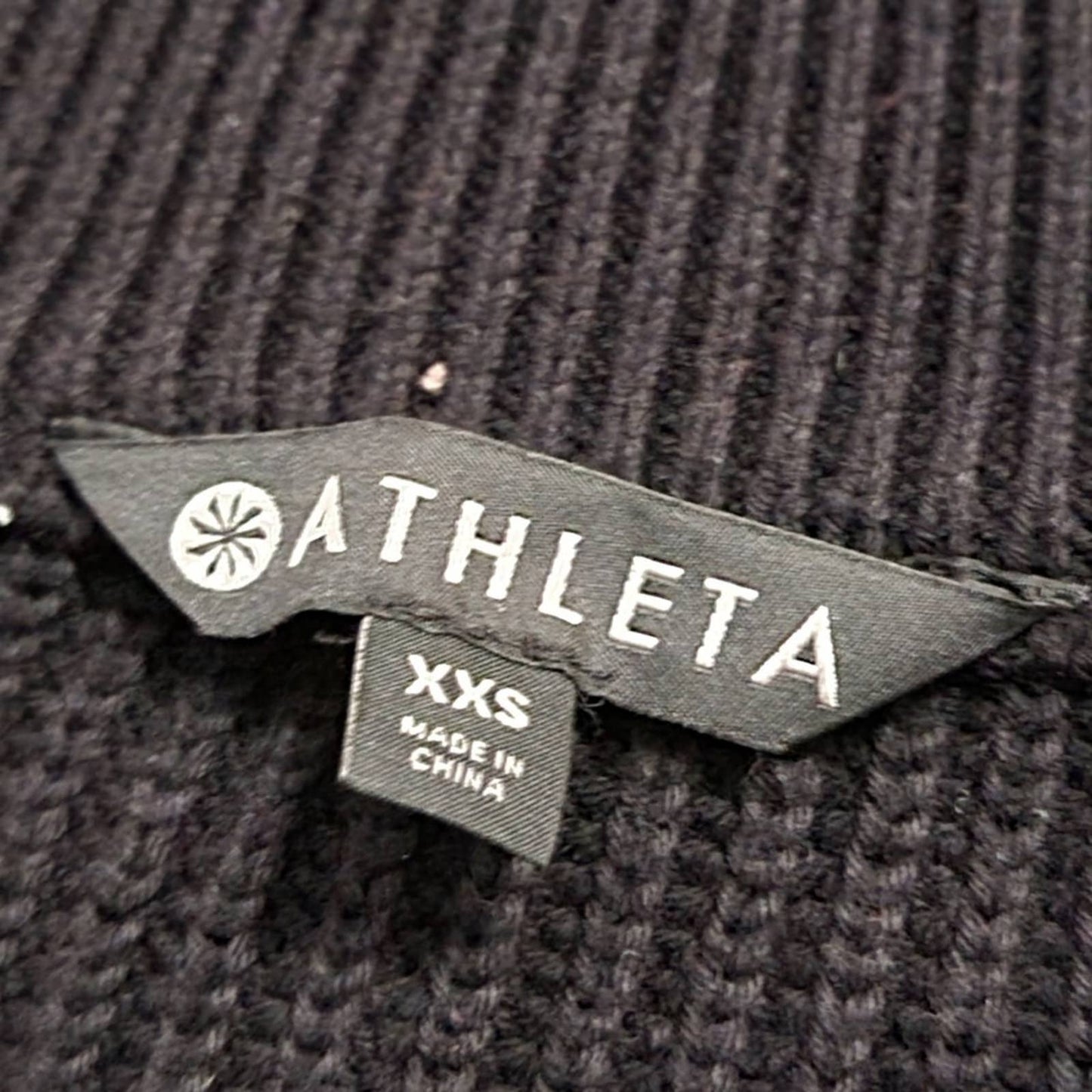 Athleta Black Ribbed Zip Up Cropped Sweater - XXS