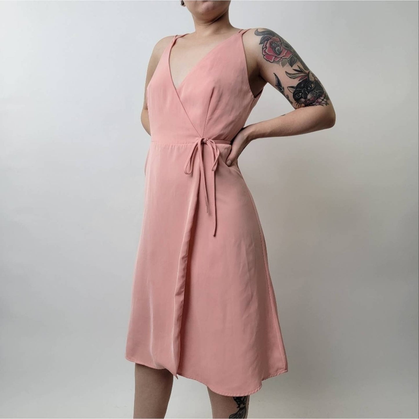 Hommage from LA Romance Pink Knee Length Wrap Dress - S