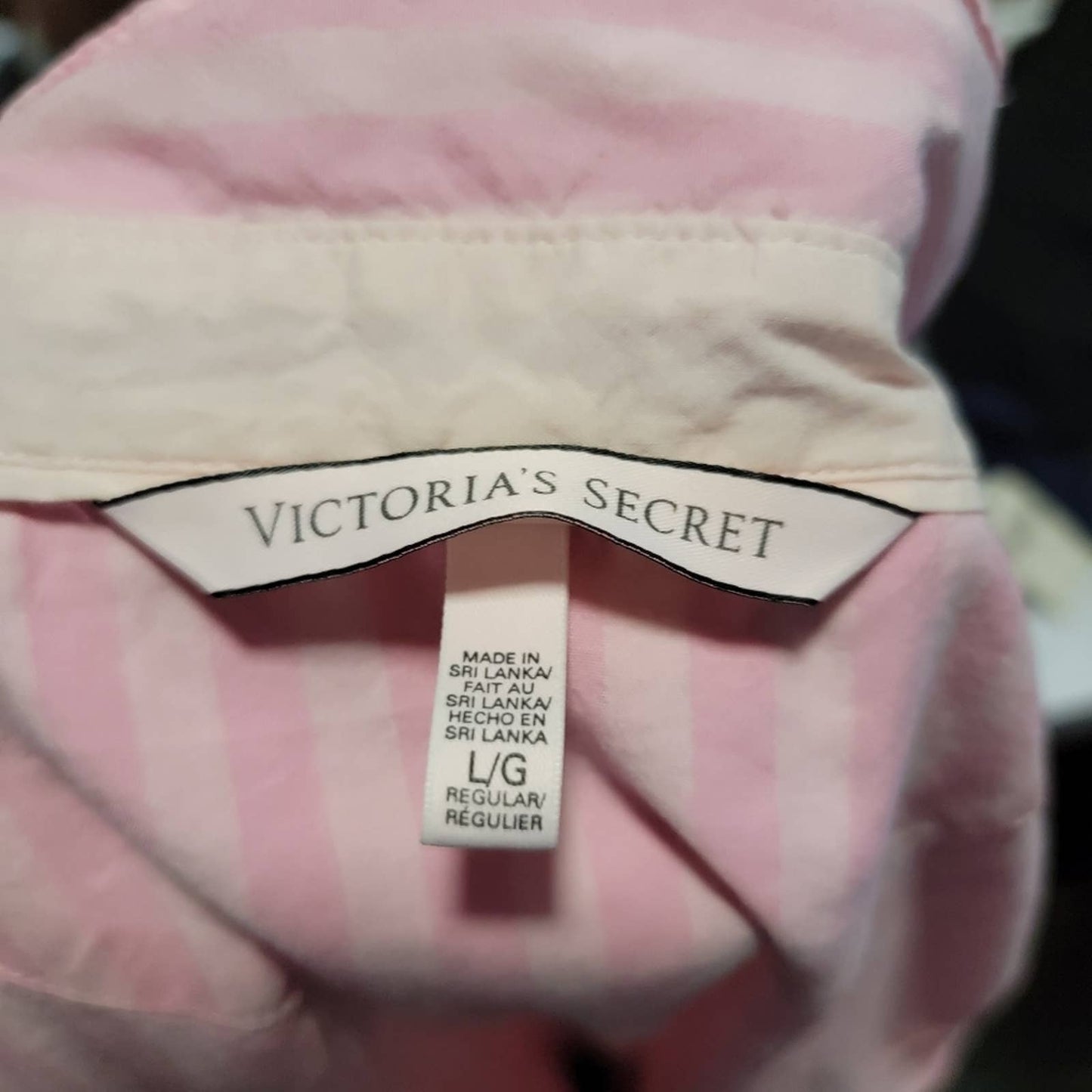 Victoria's Secret Pink Pajama Striped Button Down Sleep Shirt - L