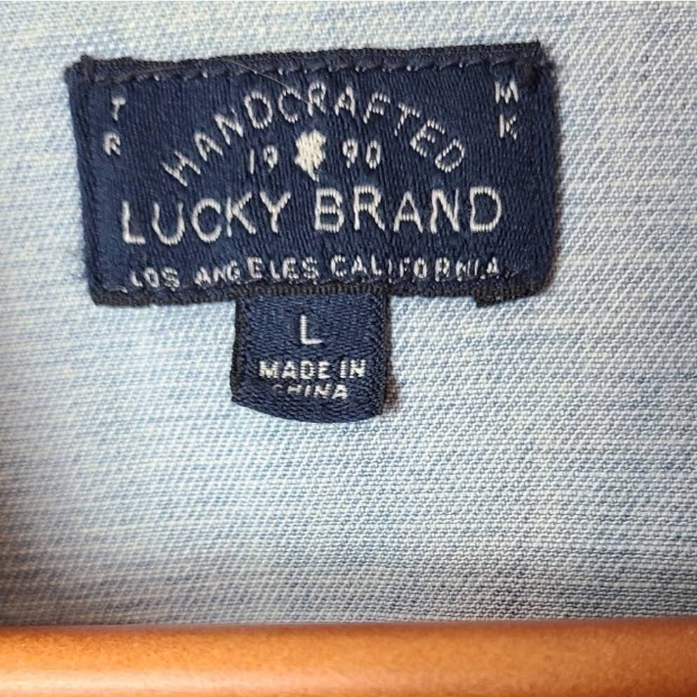 Lucky Brand Cutoff Stone Wash Lace & Denim Jean Vest - L