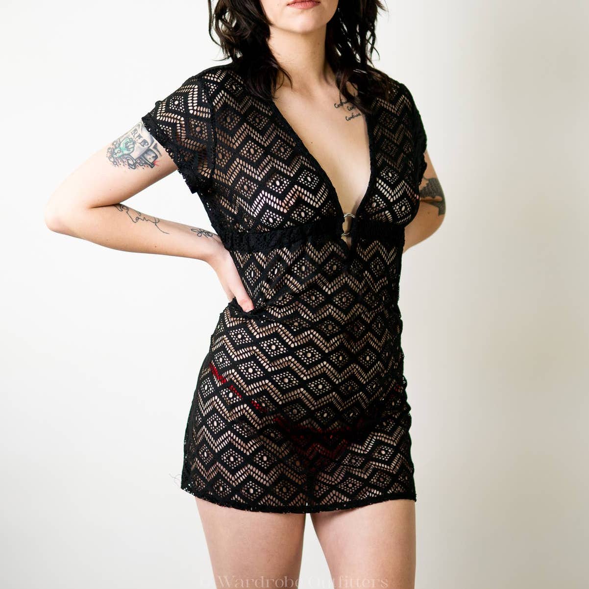 Catalina Black Mesh Lace Swimsuit Cover Up Dress