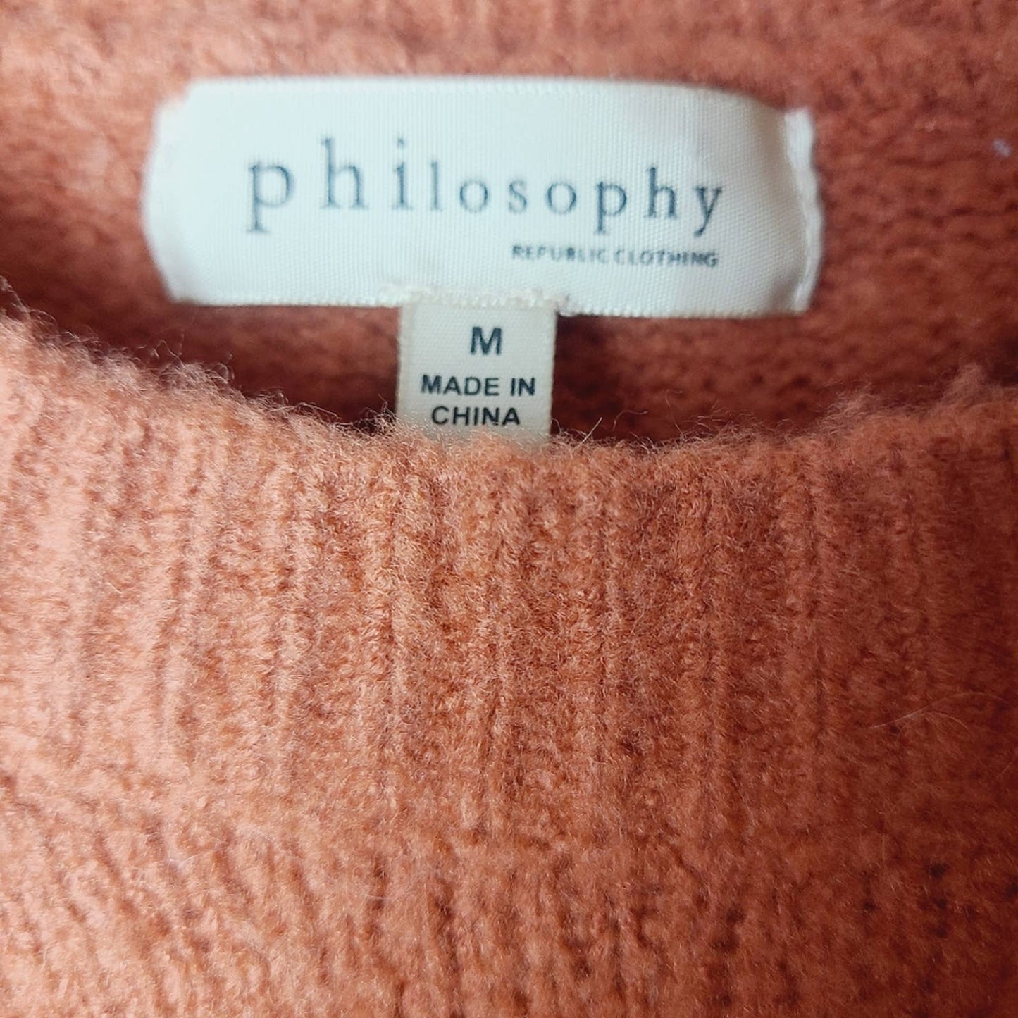 Philosophy Burnt Orange Soft Fuzzy Crewneck Sweater