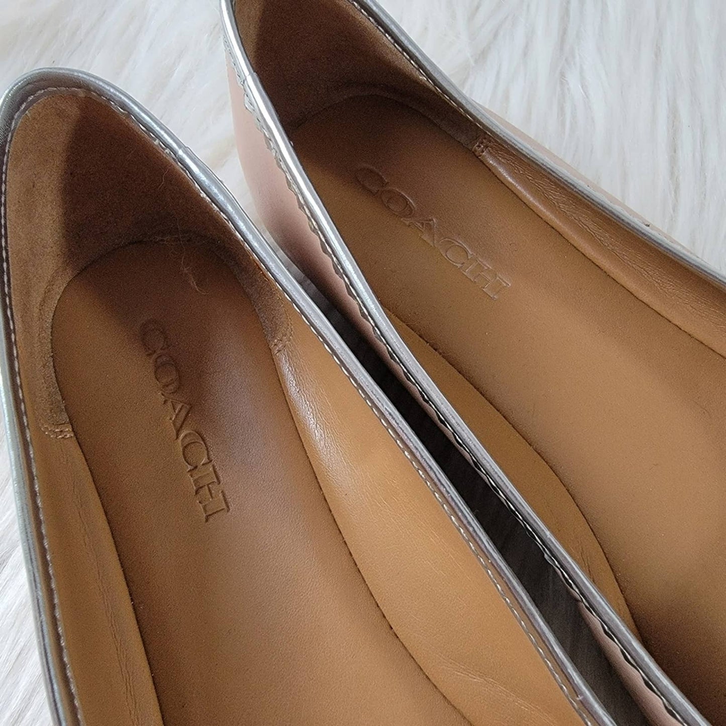 Coach Halle Leather Ballet Flats in Beechwood Pink - 10B