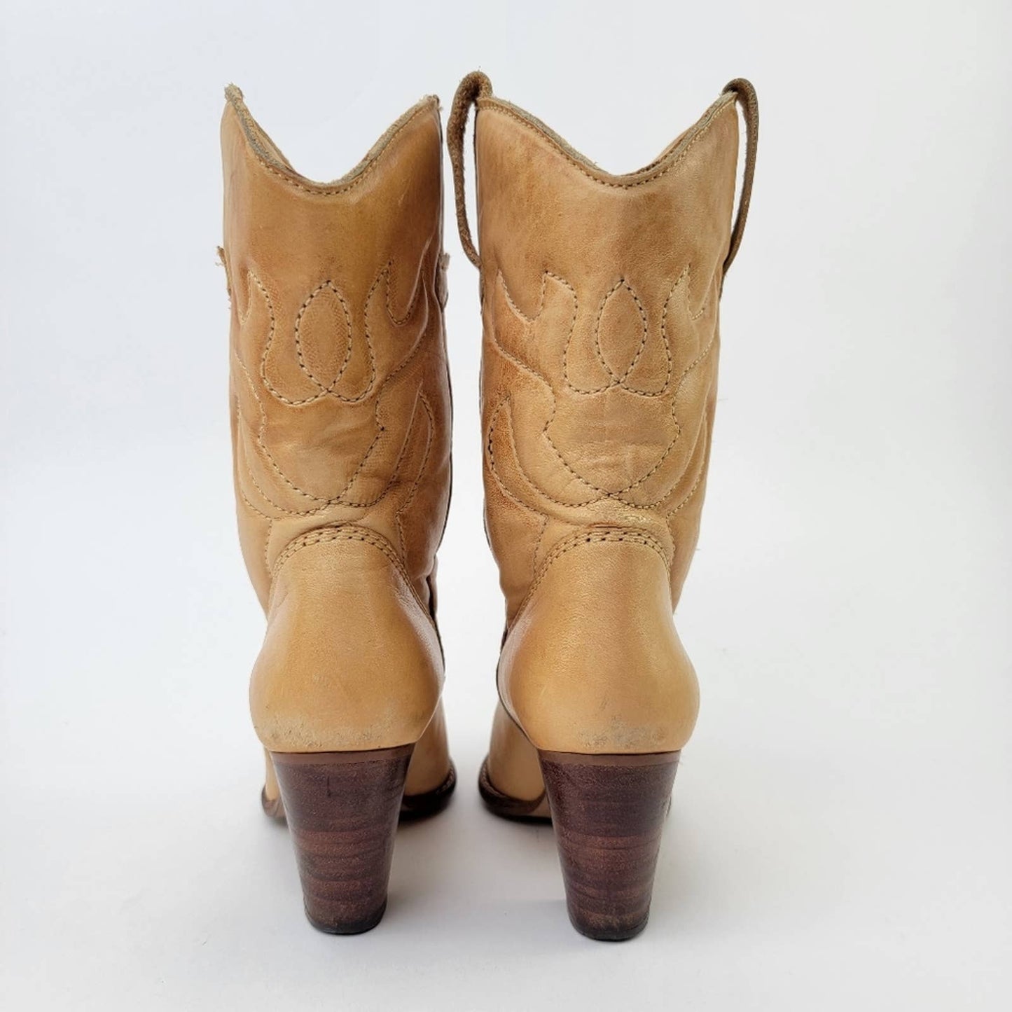 Vintage 70s Leather Western Cowboy Boots - 7