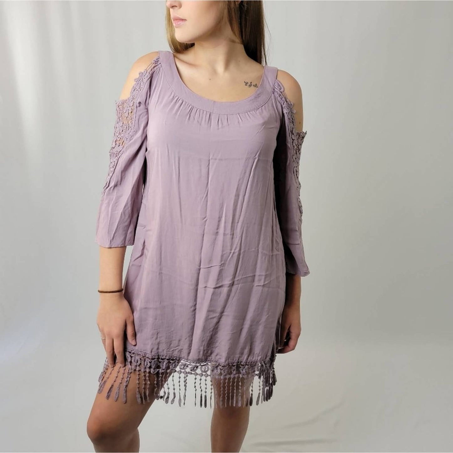 Venus Cold Shoulder Dress in Lavender - S