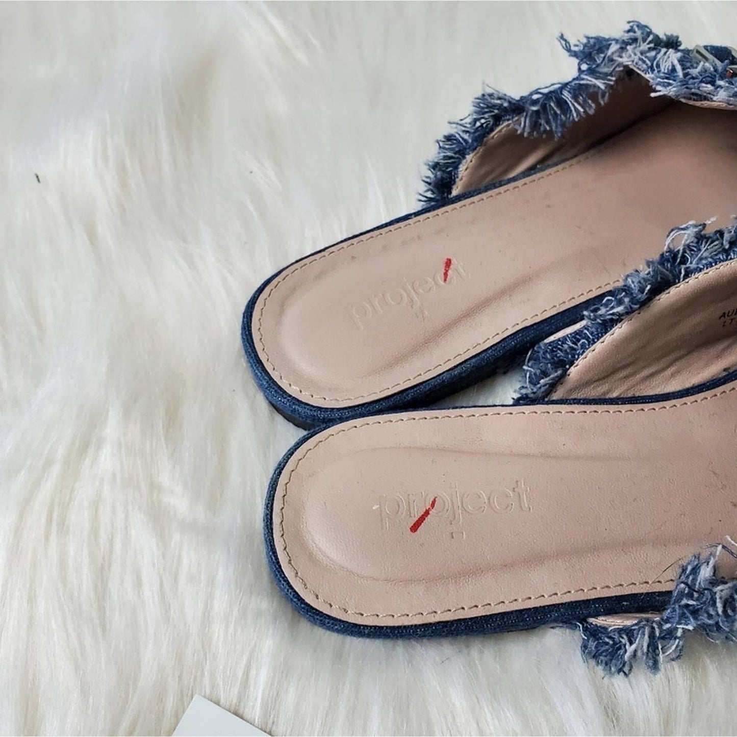 Blue Denim Aubree Embroidered Floral Slip On Mules - 7.5