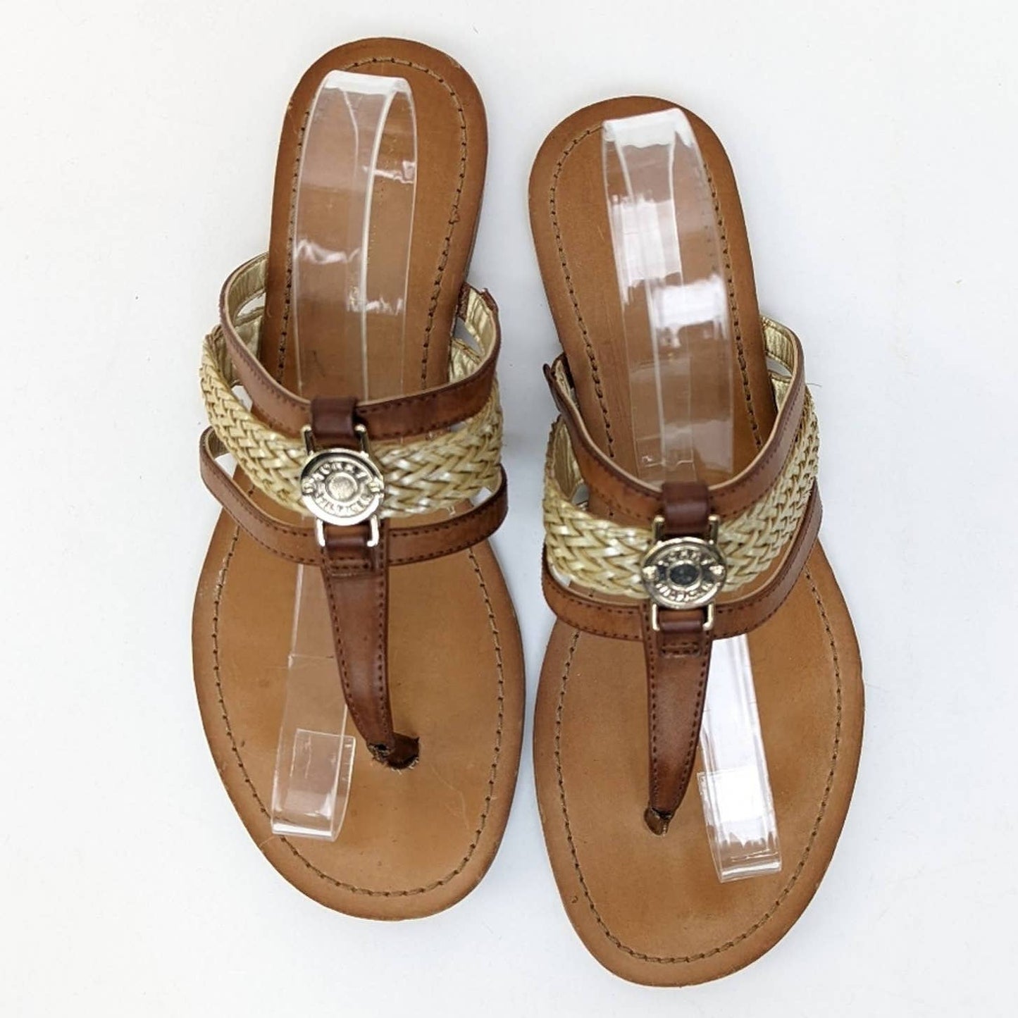 Tommy Hilfiger Gold And Brown Thong Sandals - 7.5