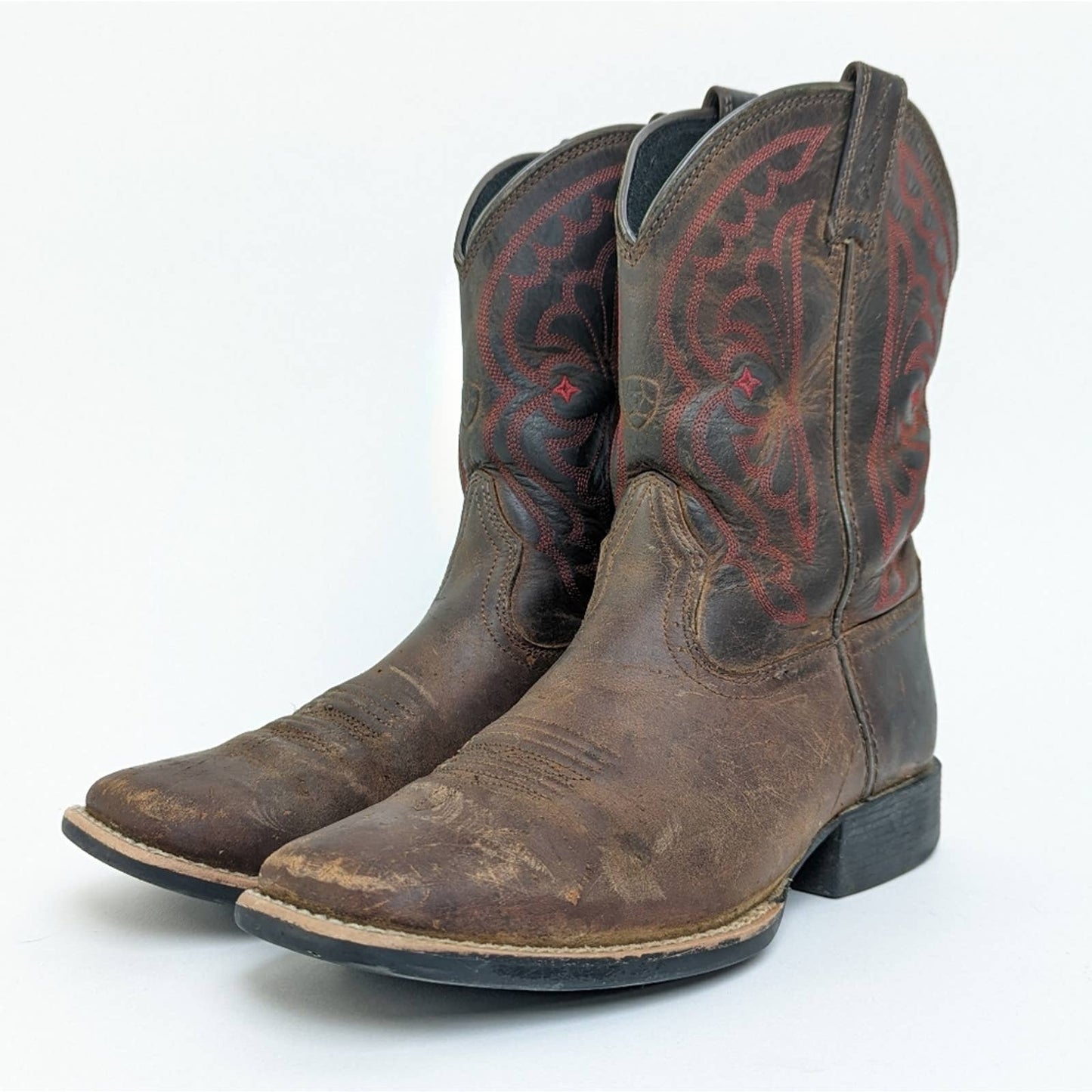 Ariat Distressed Brown Quickdraw Square Toe Cowboy Boots - C4