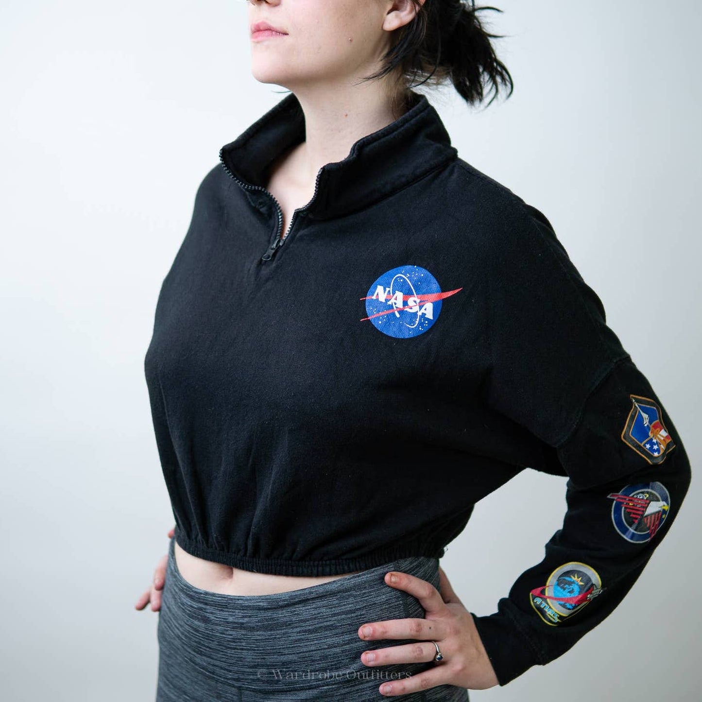 Chemistry NASA Black Cropped Sweatshirt - L