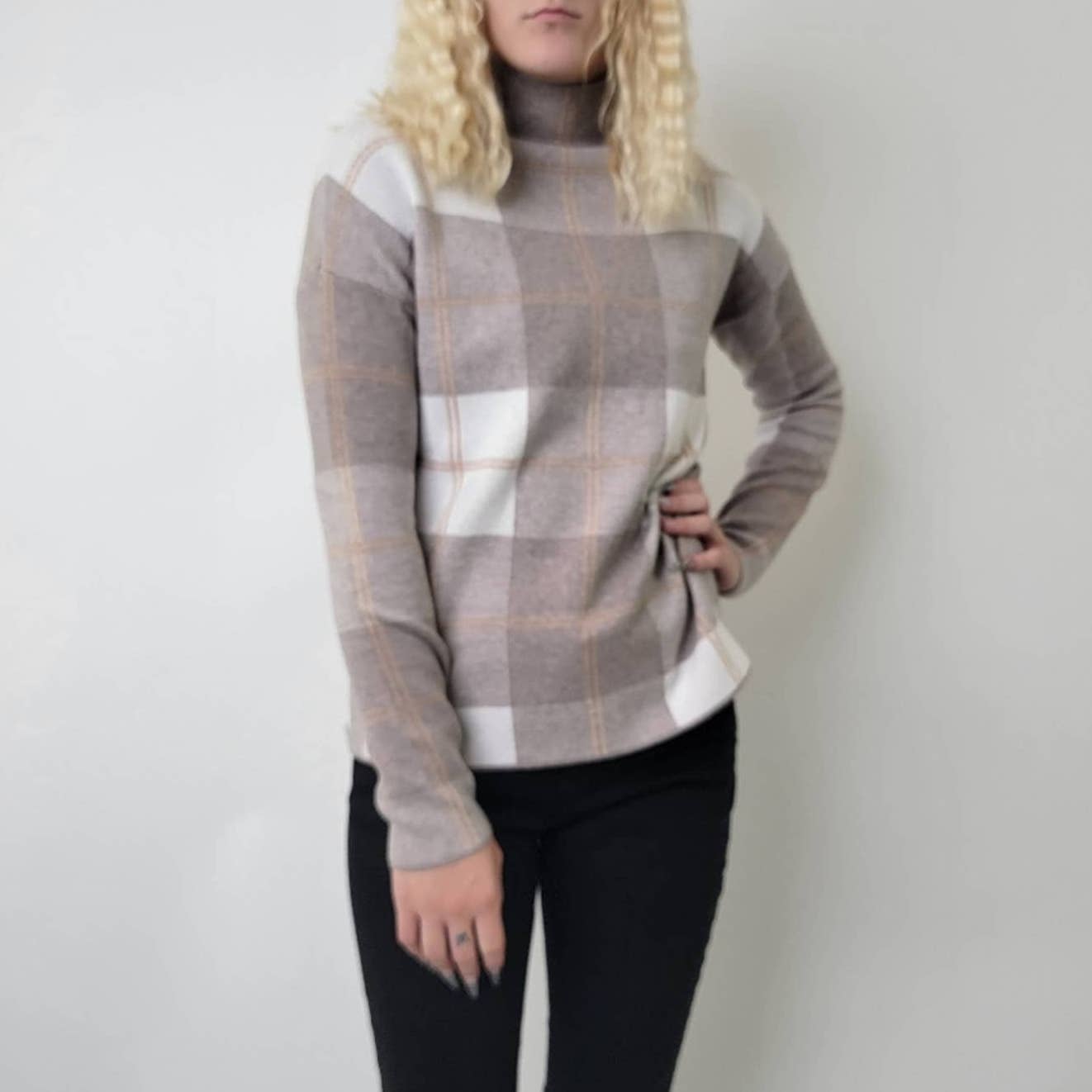 Rachel Zoe SOFT Plaid Turtleneck Sweater - S