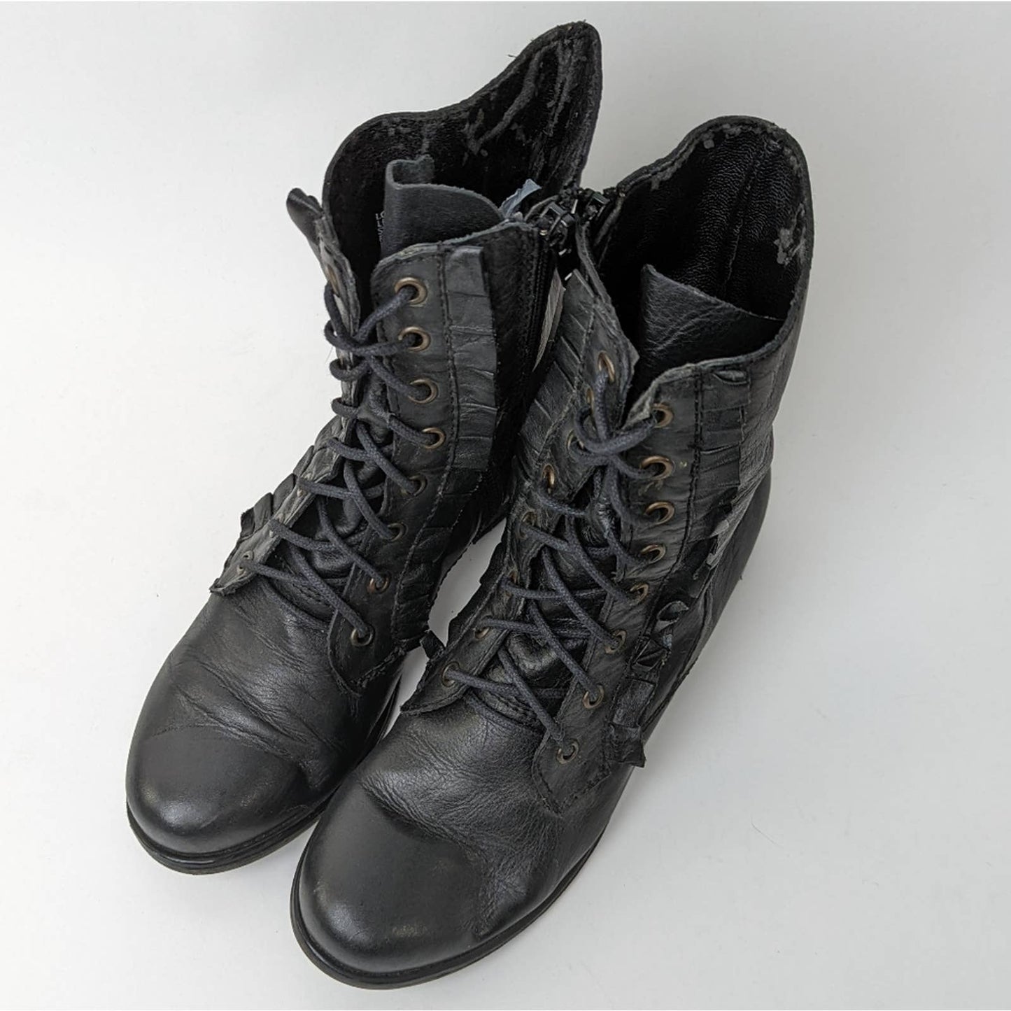 Betsey Johnson Lotso Black Moto Buckle Grunge Combat Boots - 7.5
