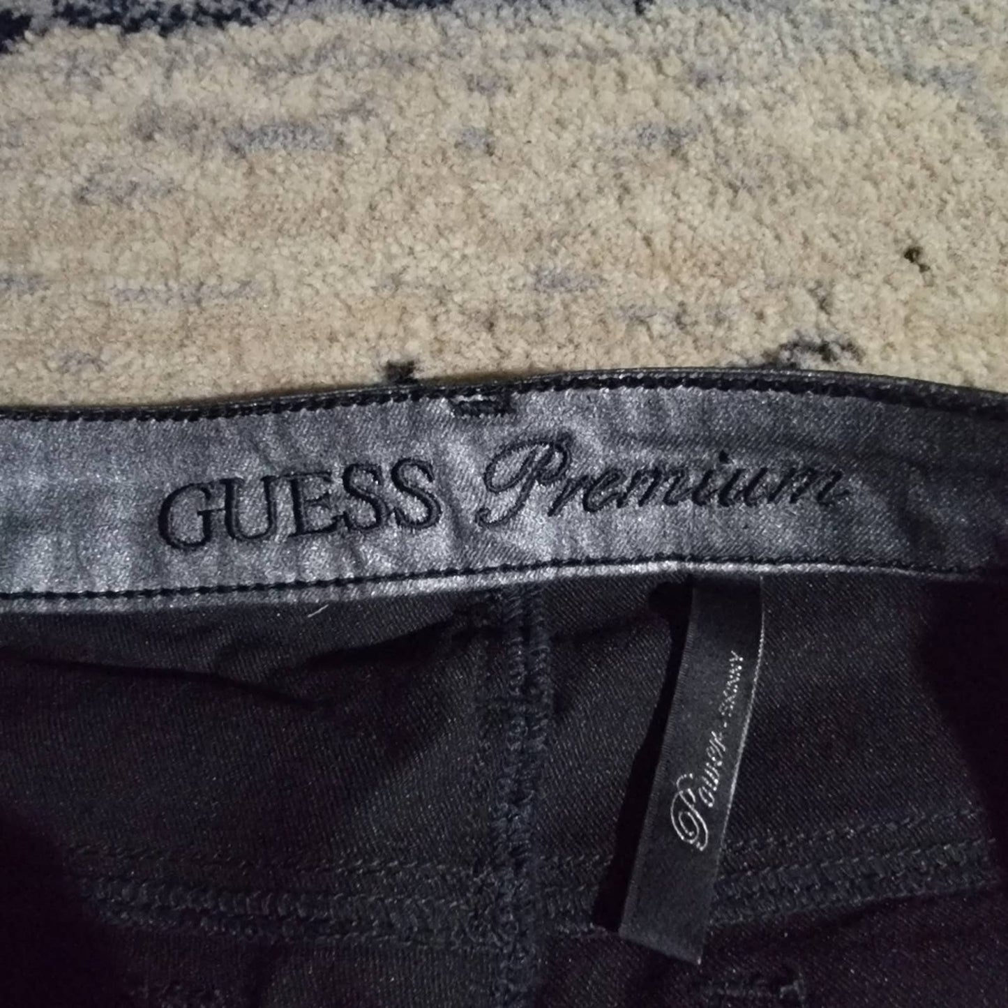 GUESS Power Ultra Skinny Pewter Silver Metallic Jeans Jeggings - 29
