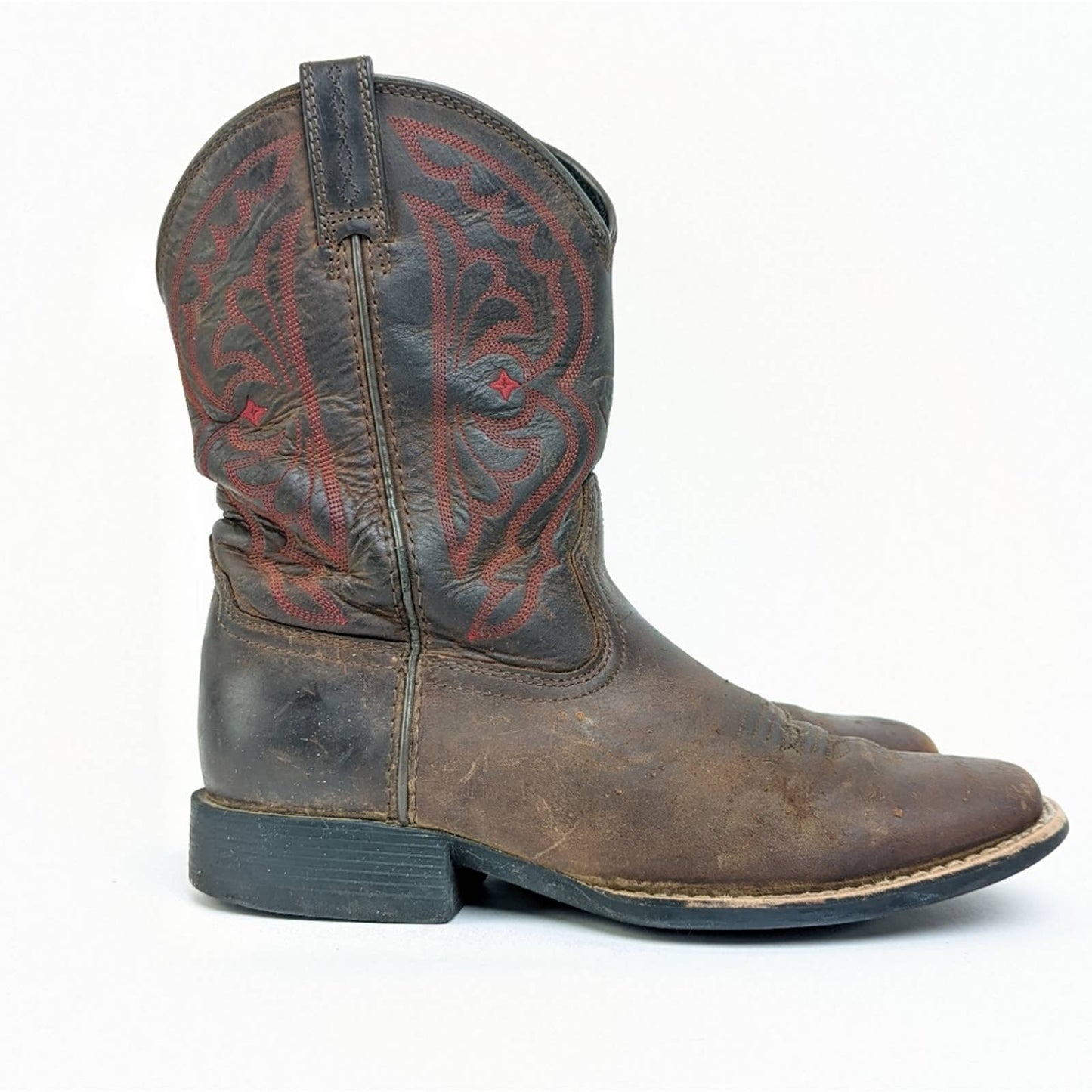 Ariat Distressed Brown Quickdraw Square Toe Cowboy Boots - C4