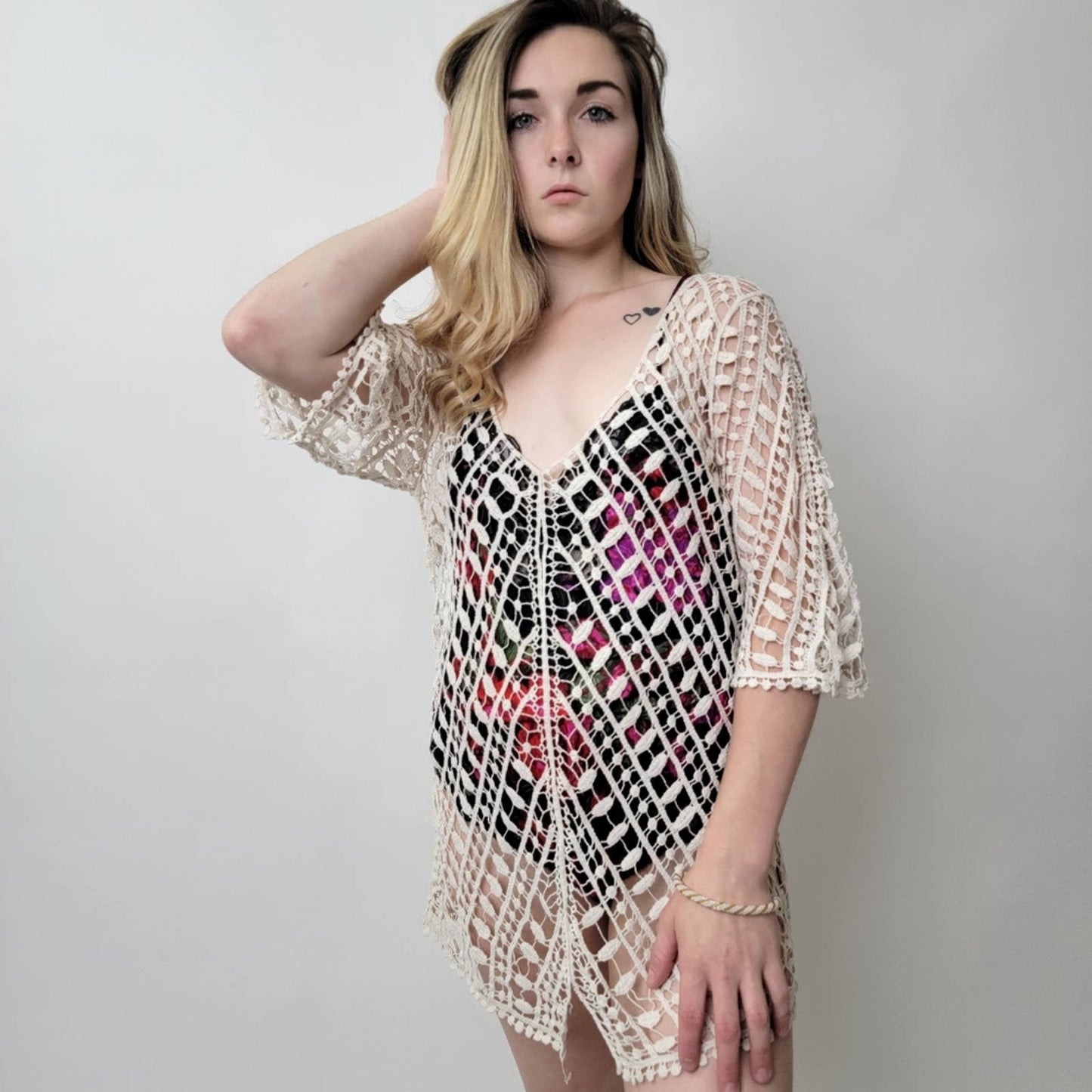 Nabee Sheer Lace Beach Coverup / Shaw