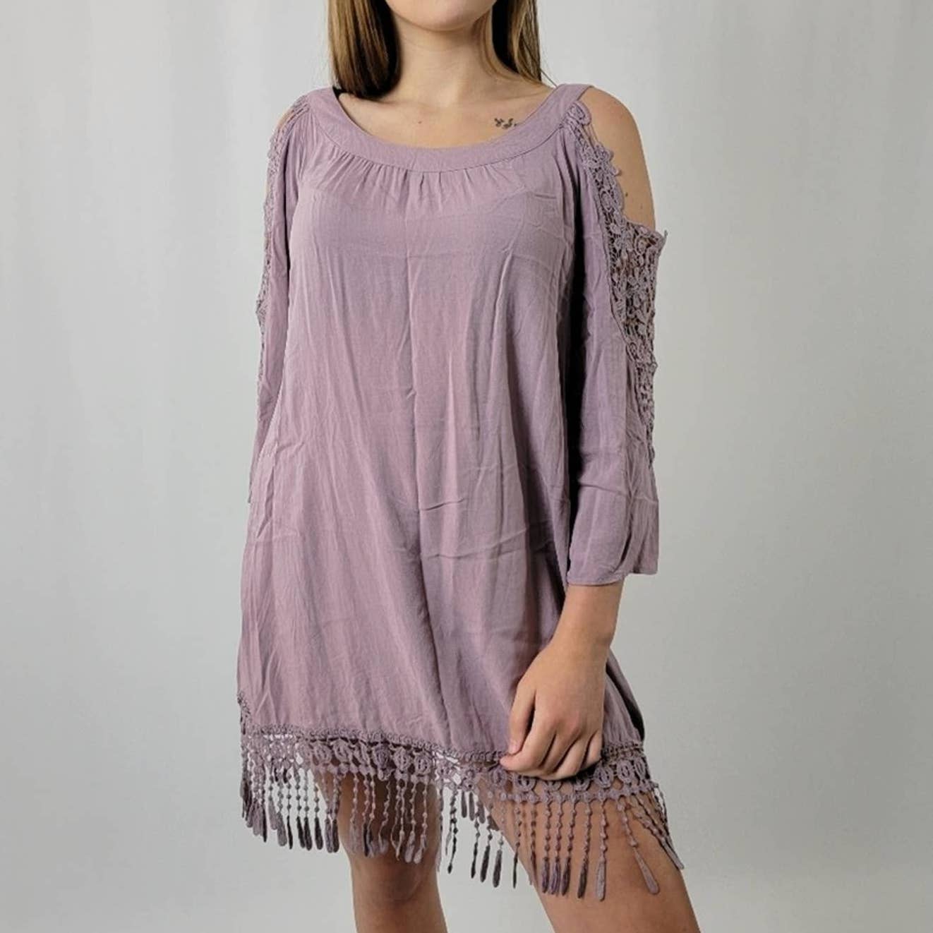 Venus Cold Shoulder Dress in Lavender - S