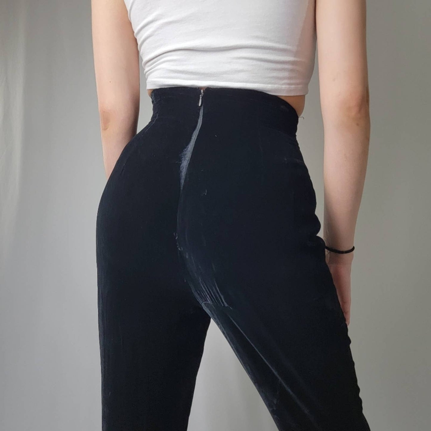 80's Patricia Clyne Black High Rise Velvet Stirrup Pants