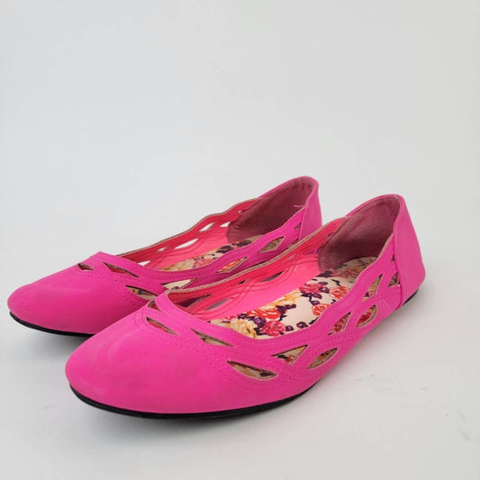 Hot Neon Pink Laser Cute Ballet Flats - 7